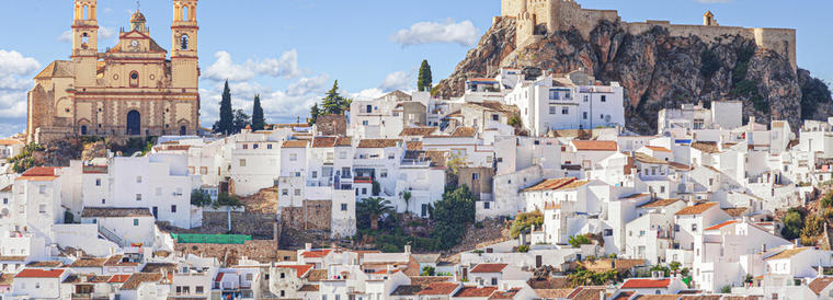 Olvera town, considered the gate of white towns route in the province of Cadiz, Spain